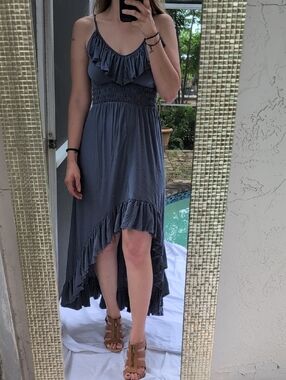 Express Ruffle High-Low Maxi Dress - Slate